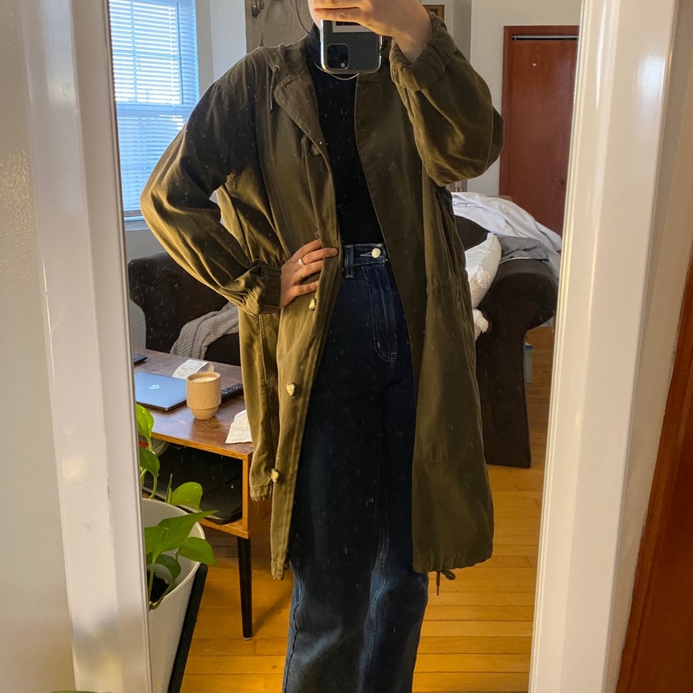 Military hooded trench coat